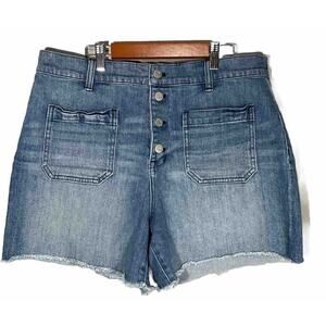 Madewell Womens Denim Cut Off Button Fly Shorts Size 32 Inseam 3.5 Blue